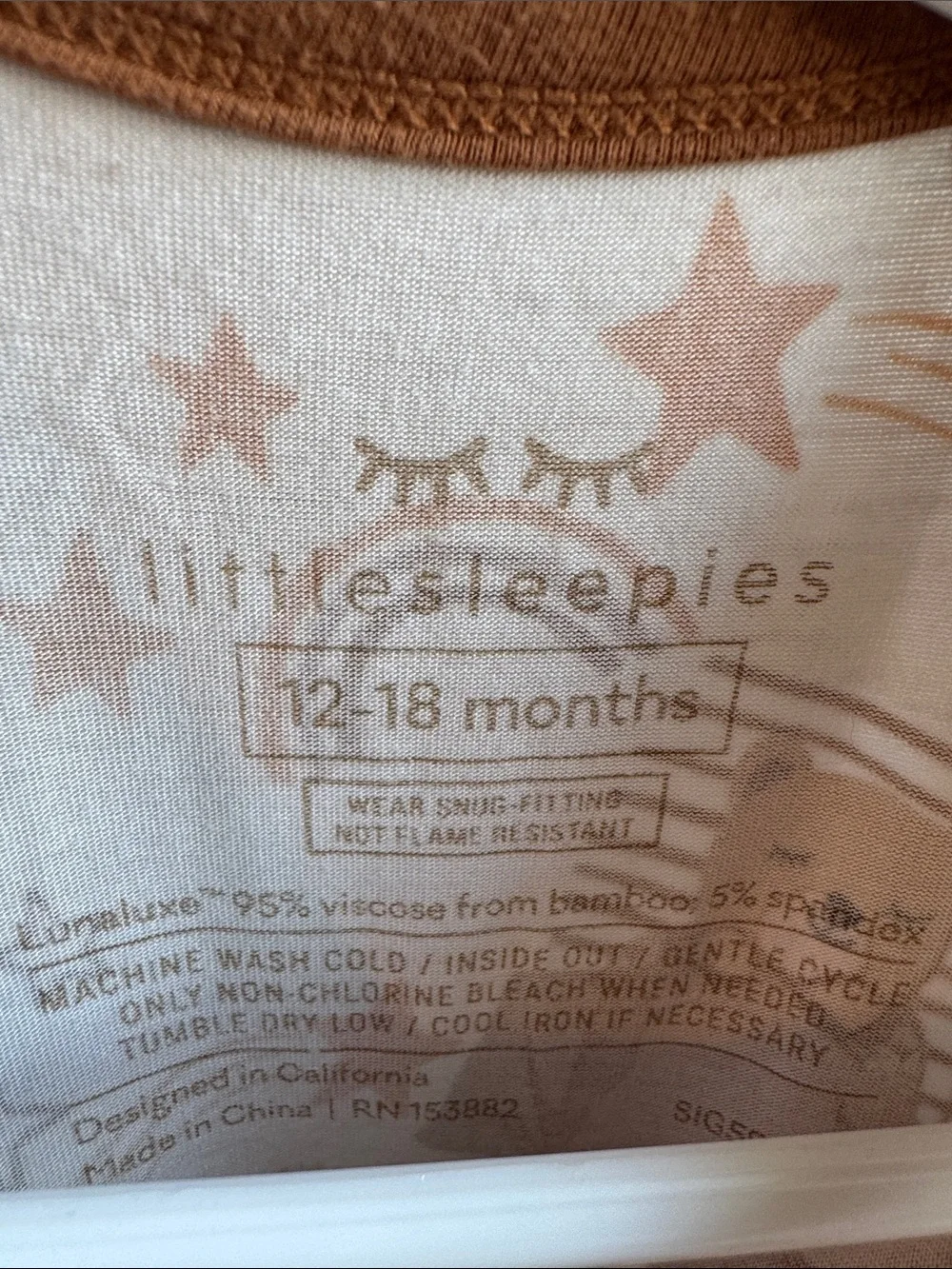 Little Sleepies Cream and Brown Bear Print Footed One-Piece